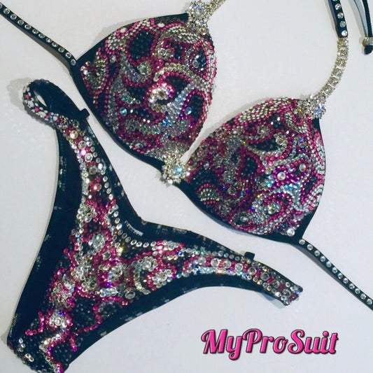 Scroll Black, Pink & Crystal Suit - MyProSuit