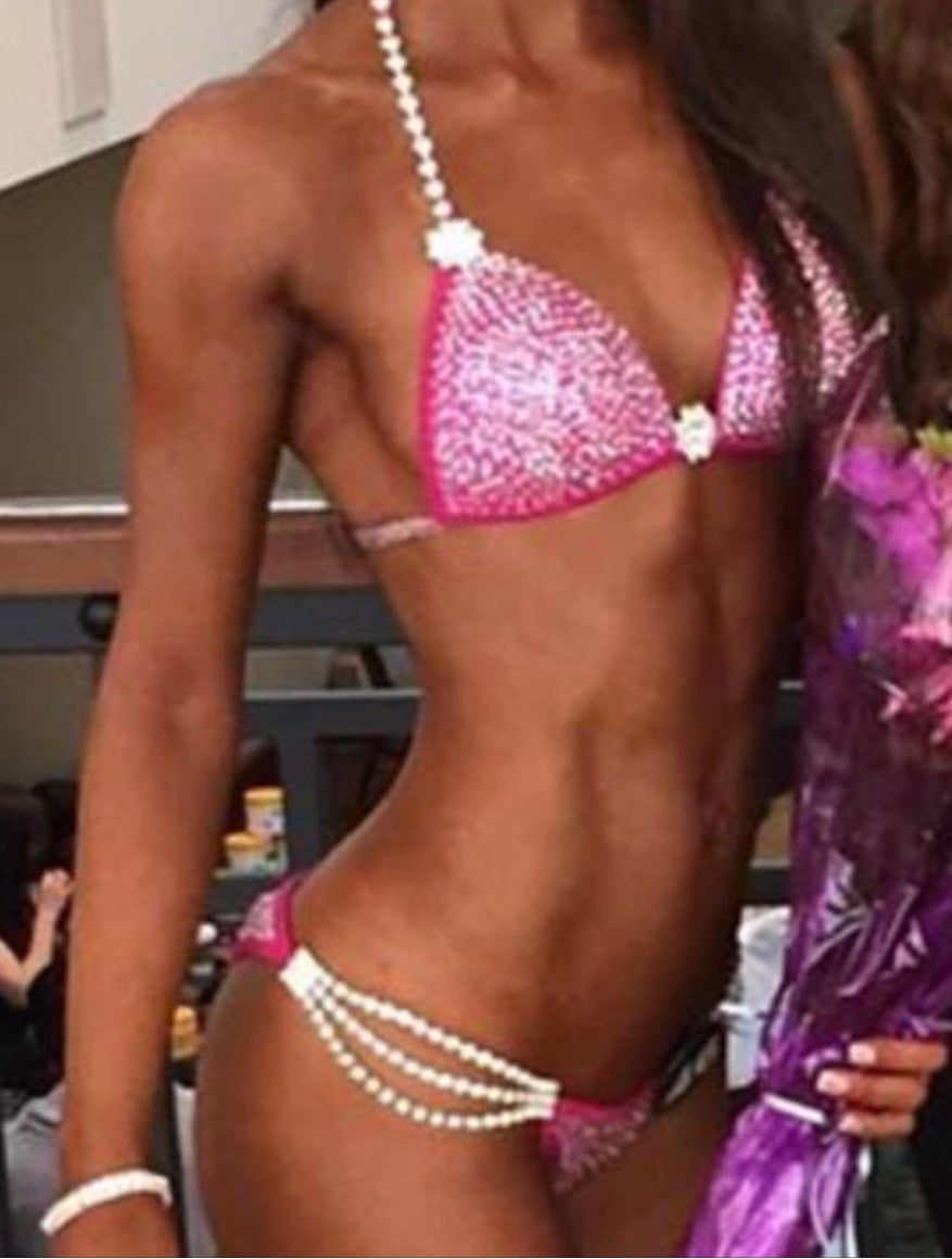 MyProSuit IFBB NPC Barbie Pink Swarovski® Crystal Bikini, Wellness, Competition Suit